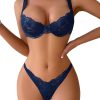 Sexy Floral Lace Underwire Push Up Lingerie Set Outfits