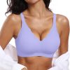 Womens Comfortable Wireless Bras Push Up Seamless  Soft V Neck  Scalloped Full Coverage Everyday Bra