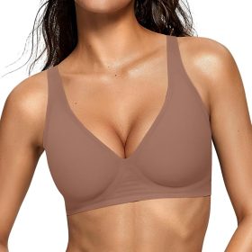 Womens Deep V Bras Wireless Comfortable Bra Supportive No Underwire Bras Tshirt Push Up  Plunge Seamless Bra