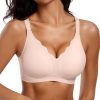 Womens Seamless Bras No Underwire Supportive Wireless Push Up Full Coverage Bralette Comfort Scalloped T-Shirt Bra